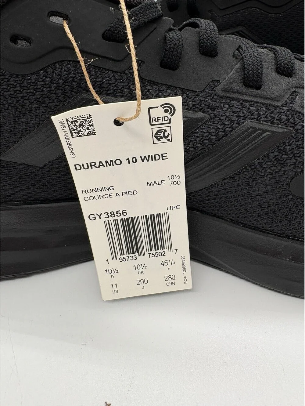 Adidas Duramo 10 Wide Athletic Running Shoes Mens US Sz 11 GY3856 Black NWT